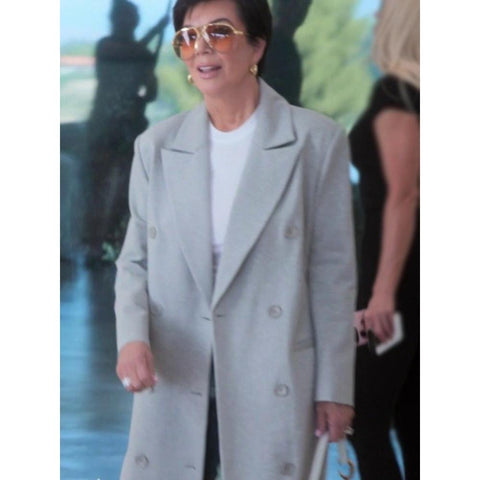 Kris Jenner Grey Long Coat