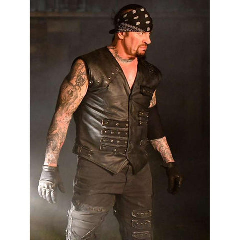 The Undertaker Black Leather Vest