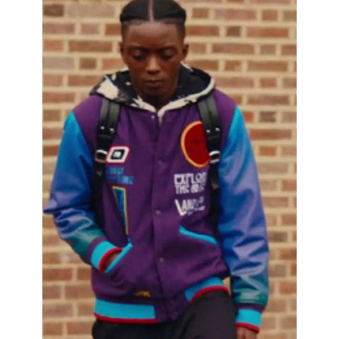 Joshua Cameron Supacell Blue And Purple Varsity Jacket