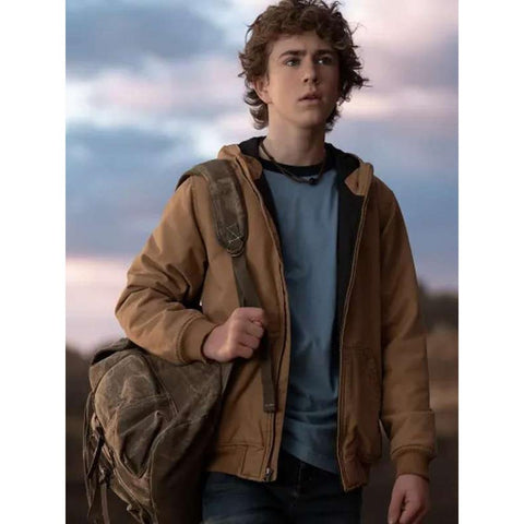 Walker Scobell Percy Jackson And The Olympians Brown Hooded Jacket