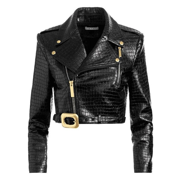 Vanessa Morgan Croc’S Leather Jacket