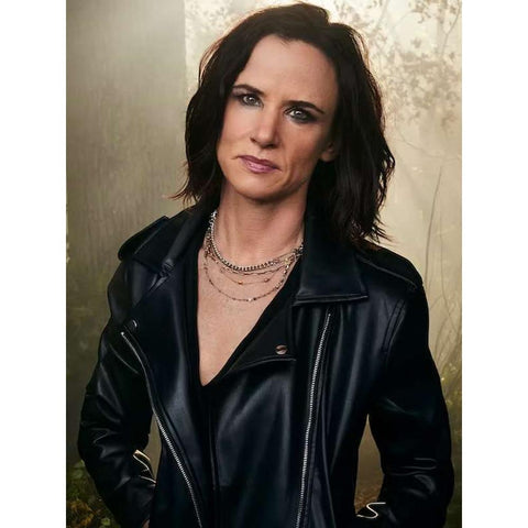 Juliette Lewis Necklace Yellowjackets Black Biker Leather Jacket