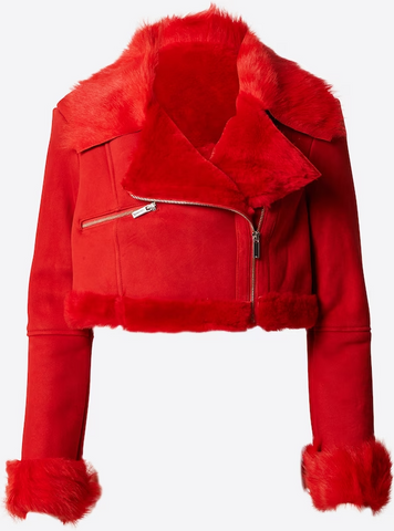 B3 Christmas Red Leather Santa Claus Jacket