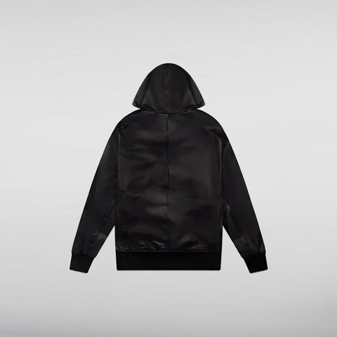 Drake OVO Black Leather Hoodie