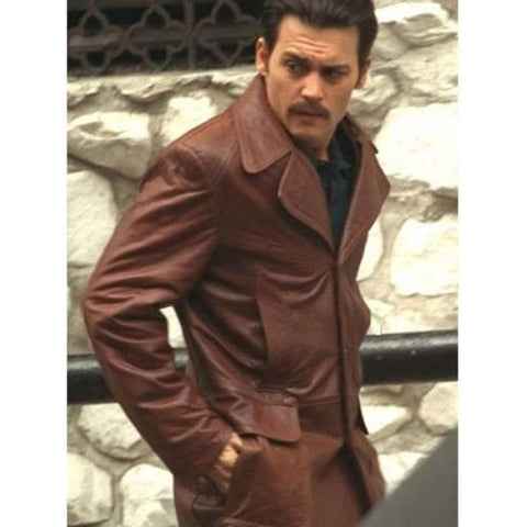 Al Pacino Johnny Depp Donnie Brasco Brown Leather Coat