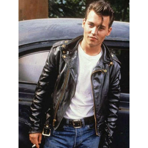 Johnny Depp Cry Baby Black Leather Jacket