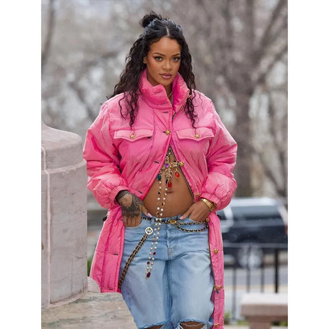 Rihanna Pink Puffer Jacket