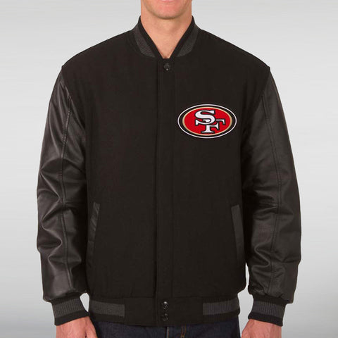 SF 49ers Black Wool Varsity Jacket