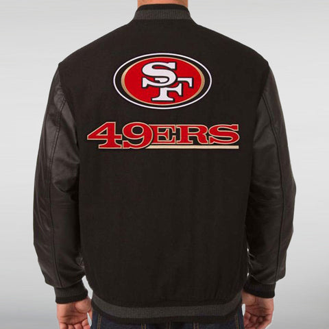 SF 49ers Black Wool Varsity Jacket