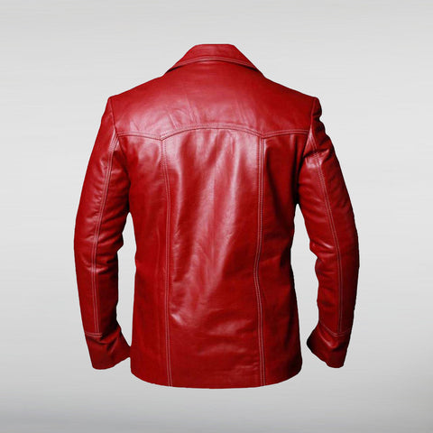 Brad Pitt Fight Club Tyler Durden Red Leather Jacket