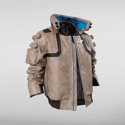 Cyberpunk Beige leather jacket