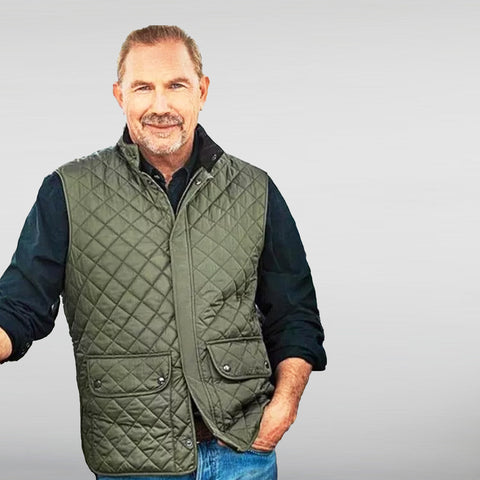 Kevin Costner Green Quilted Vest