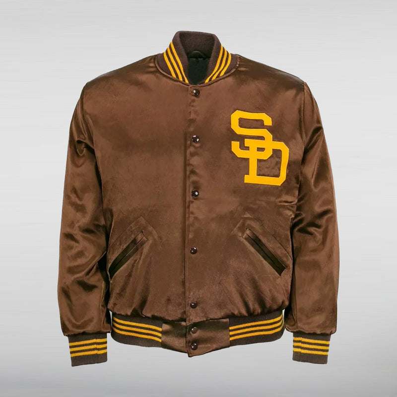 San Diego Padres Bomber Satin Brown Jacket Small / Female